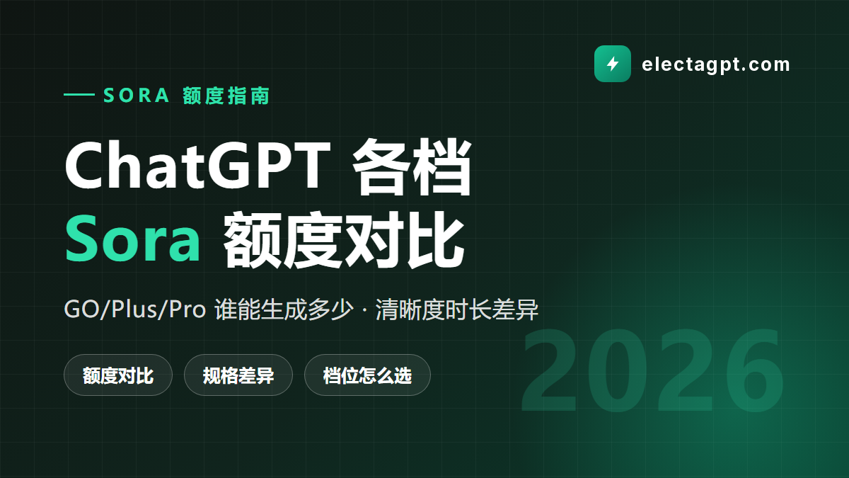 ChatGPT 各档位 Sora 视频生成额度对比 2026
