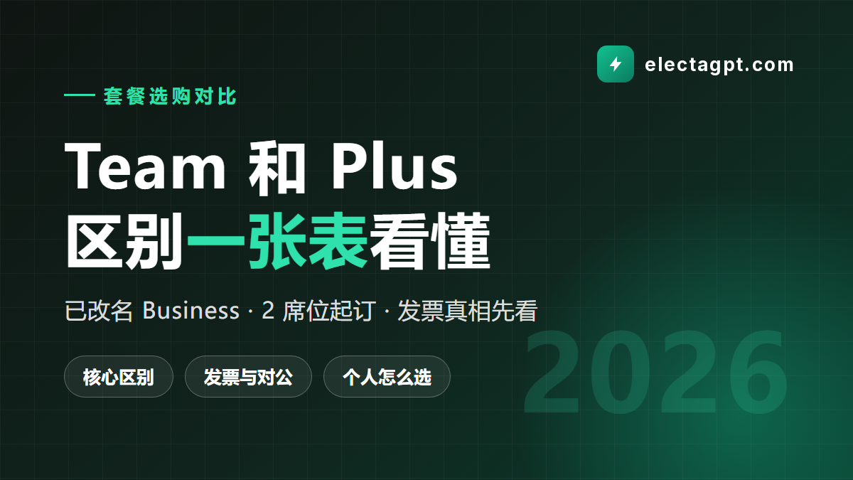 ChatGPT Team 和 Plus 区别对比 改名 Business 后怎么选 2026