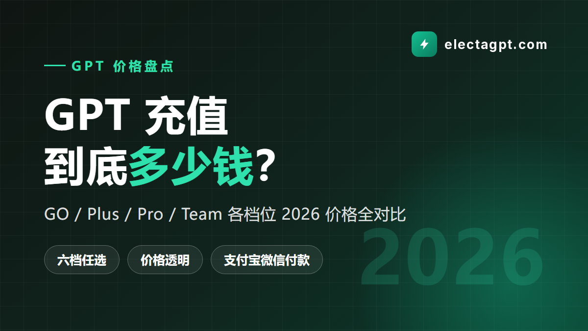 GPT 充值多少钱 2026 各档位价格盘点