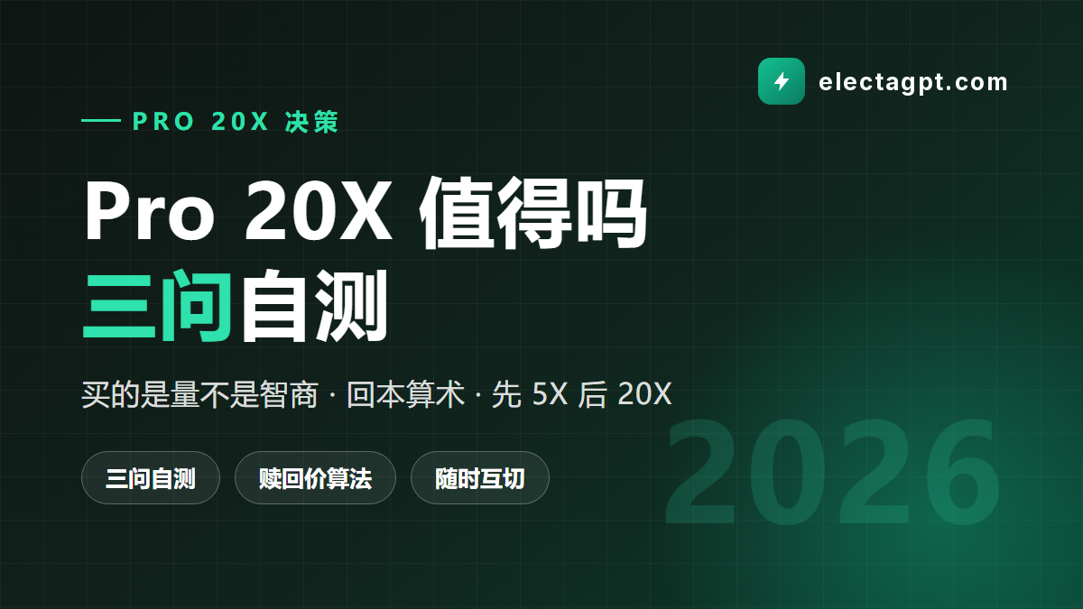 ChatGPT Pro 20X 值得吗 三问自测与升级时机 2026